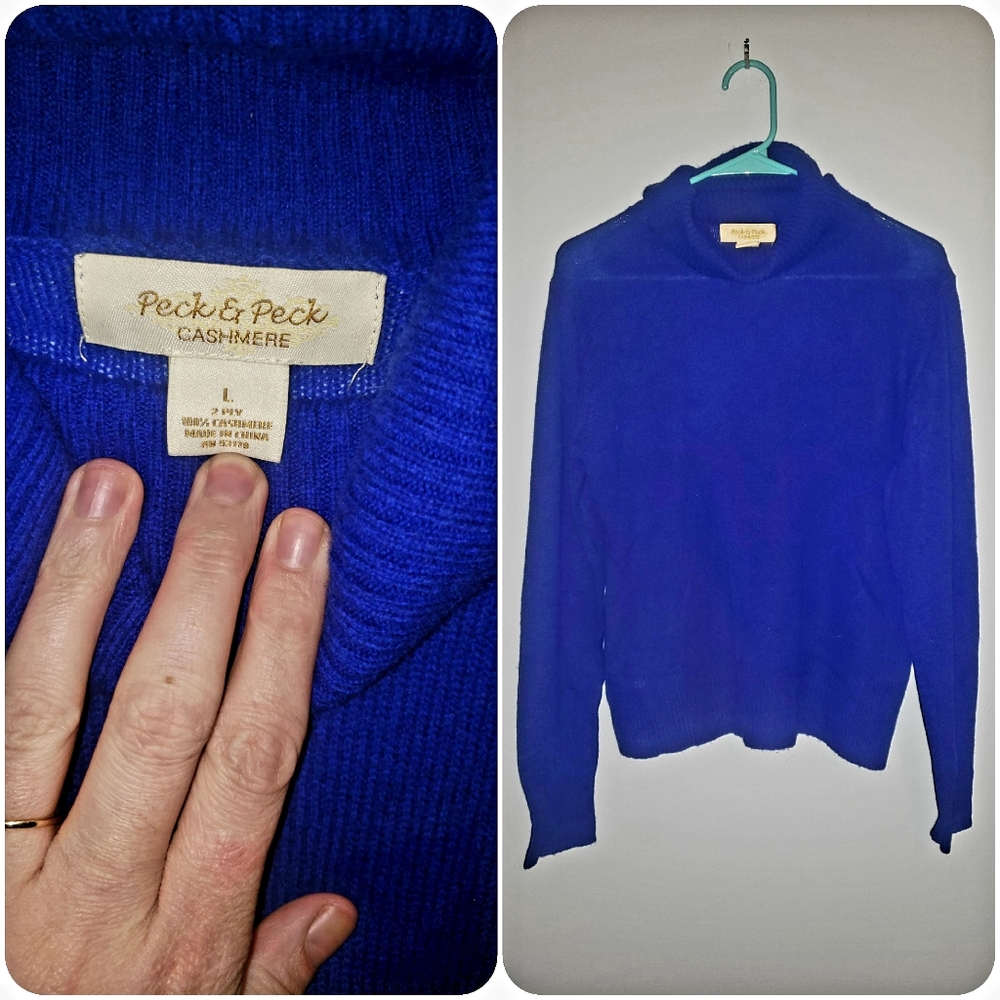 Peck & Peck 100% Cashmere Blue Turtleneck
